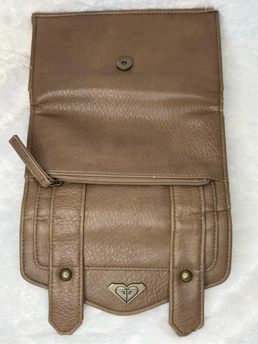 Roxy Brown Faux Leather Wallet with Gold Logo
